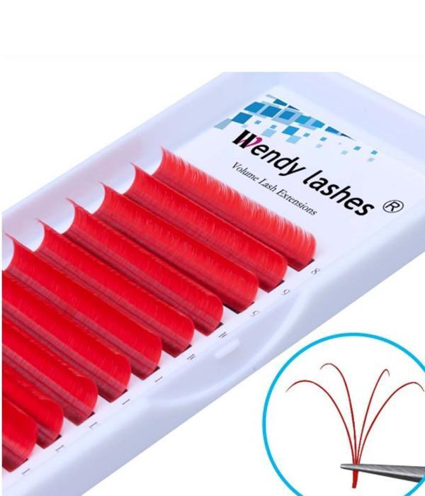 0.07mm Colorful Volume Eyelash Extensions Red/Blue/Green/Purple/Brown ...